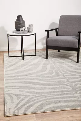 CHROME SAVANNAH SILVER Zebra- Modern Rug Large Floor Mat Carpet *FREE DELIVERY* • $225.23