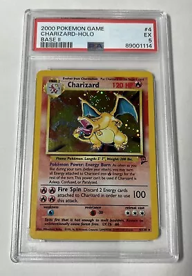 2000 Pokémon TCG Charizard Base Set 2 4/130 Holo Rare PSA 5 • $170