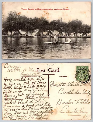 S20633 Camping And Boating Association Walton On Thames  England  Postcard 1917 • £2.49