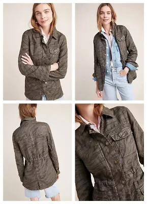 Anthropologie Marrakech Camo Linen Anorak Jacket SMALL Asymmetrical • $49.95