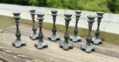 Antique German Dollhouse Doll Soft Metal Miniature Candle Holders Chapel Altar • $19.99