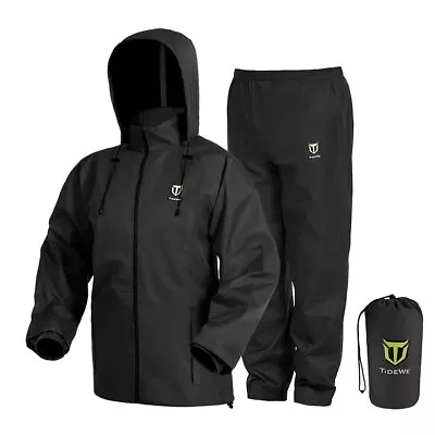 TideWe Rain Suit Waterproof Breathable Lightweight Rainwear Black Size L • $71.77