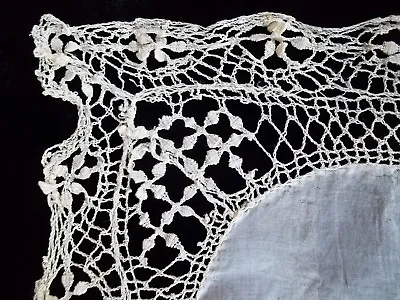 Antique Maltese Lace  Doily Square Shape On Silk 1800's Era  • £21.23