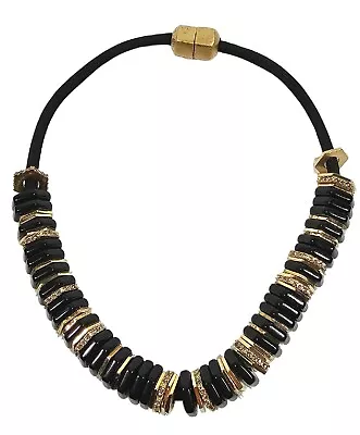 Marc Jacobs Black & Goldtone W/ Rhinestones Statement Necklace • $28.99