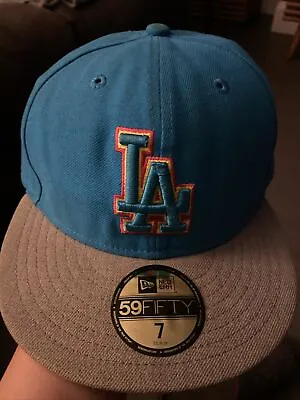 Los Angeles LA Dodgers 7 Baseball Cap Blue New Era 59FIFTY Size 7 Cap Hat • £8