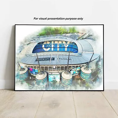 Etihad Stadium Art Print Manchester Football City Poster Print • £11.77