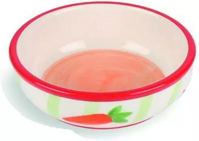 Small Animals Rabbit Guinea Ceramic Carrot Stripe Pet Feeding Water Bowl • £10