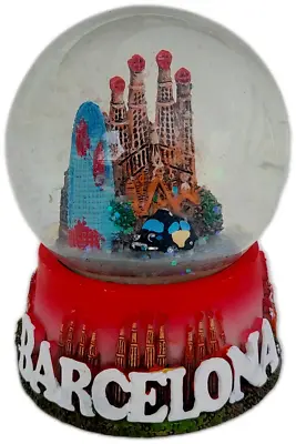 New Souvenir Snowdome Spain I Love Barcelona Snow Globe Sagrada Familia.red 9cm • $31.49