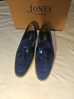 Mens Navy Blue Suede Leather Shoes New Formal Slip On Loafers  UK Size 8 Jones • £40