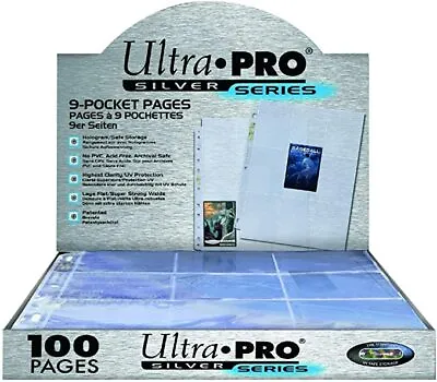 Ultra Pro Silver Pages 9 Pocket A4 Pokemon MTG Trading Card Sleeve 10-100 • £4.89