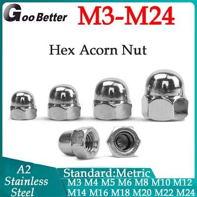 M3 M4 M5 M6 M8 M10-M24 A2 Stainless Steel Hex Acorn Nut Hexagonal Cap Dome Nuts • $2.08