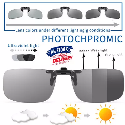 $7.25 • Buy UV400 Sunglasses Clip On Photochromic Outdoors Polarized Light Eyewear Driving