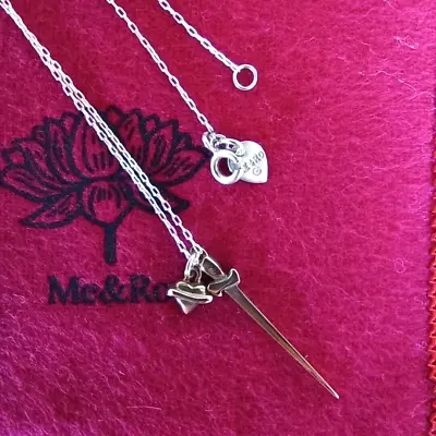 Me & Ro Sword And Heart Pendant Necklace Sterling Silver 925 & 10K Charm • $280