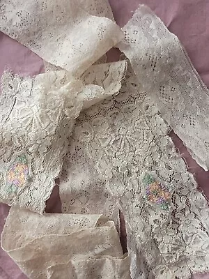 3 Wide Ivory Alencon French Lace Trim Lingerie Edging Crafts Lot • $12.99