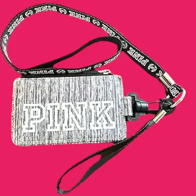 Victoria's Secret Pink GRAPHIC Gray MARL Lanyard LIMITED EDITION ID Holder NWOT • $35.99