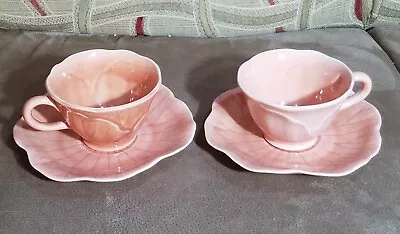 Metlox Poppytrail LOTUS Peach Apricot Cup And Saucer Set Of 2 California Pottery • $11