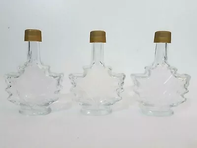 Glass Maple Leaf Bottles Containers Clear Lot Of 3 Decor Kitchenware Crafts EUC • $12.95