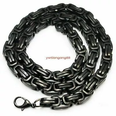 8 -40  Heavy Hotsale Black 316L Stainless Steel MenS Byzantine Chain Necklace • $13.01