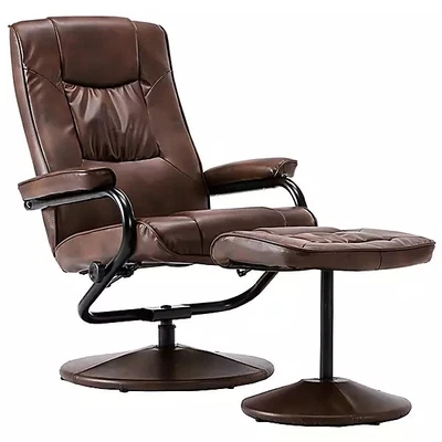 £59.99 • Buy Swivel Recliner Chair Brown Birlea Memphis Tan Faux Leather Reclining Foot Stool