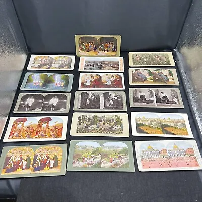 Vintage Stereoview Stereoscope Cards Lot Of 16 Metropolitan Series Travel Color • $32.39