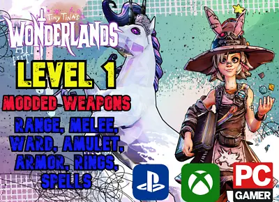 Tiny Tina's Wonderlands LV.1 GODMODE  Weapons PLAYSTATION XBOX PC  MODDED ON NOW • £2