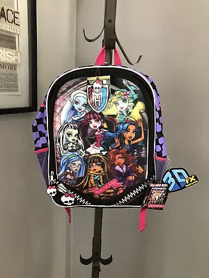 New Monster High Backpack With Tags 3d Brand New Mattel 2014 • $95