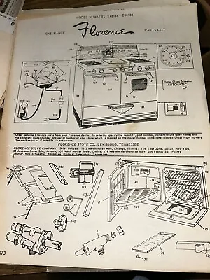 Vintage 1950s 1960s Florence Gas Range Paperwork- Operation Manuals WJ • $20