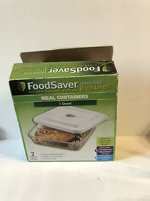 $25 • Buy 2-PACK FoodSaver 1 Quart Meal Container Mealsaver Food Saver New Open Box