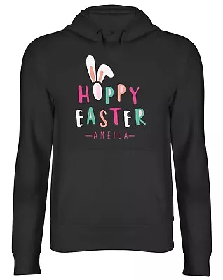 Personalised Any Name Hoppy Easter Hoodie Mens Womens Bunny Rabbit Ears Top Gift • £17.99