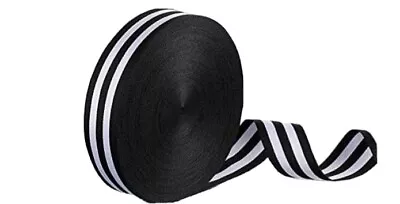£1.50 • Buy 1 METRE - 38mm (1.5 )  Wide BLACK/WHITE  WOVEN STRIPE DOUBLE SIDED RIBBON 