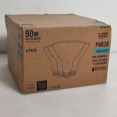 90 Watt Equivalent Indoor/Outdoor LED Non-Dimmable PAR38 Daylight Bulbs 4 Pack • $20.90