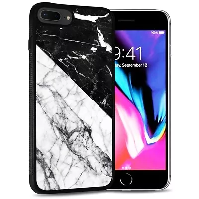 ( For IPhone 8 Plus ) Back Case Cover AJ12490 Black White Marble • $9.99