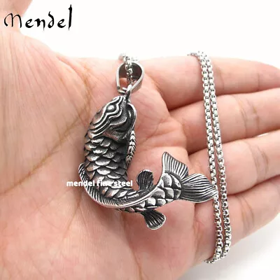 MENDEL Stainless Steel 3D Mens Articulated Fish Fishing Hook Pendant Necklace • $11.99