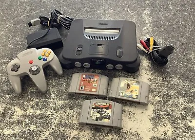 Nintendo 64 N64 Console W/ Cables & Games Controller 007 NBA & F-1 Racing • $99