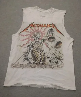 Vintage Metallica Justice For All Large Cut Into A Tank Top 80s 90s Band Shirt  • $39.99