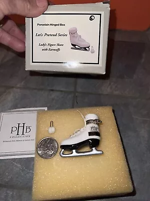 PHB Midwest Cannon Falls LADY'S FIGURE SKATE With EARMUFF Trinket Box With BOX • $12.50