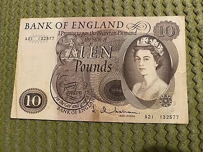 Bank Of England Ten Pound Banknote Circulated J Q Hollom A21 • £5.55