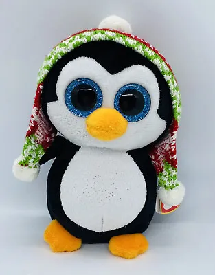 Ty Beanie Boo Penelope Penguin Christmas Black White Red Plush 15cm  • $25.09
