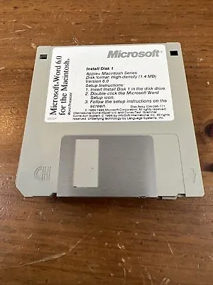 MICROSOFT WORD 6.0 Macintosh Edition 3.5” Floppy Disk 1.4MB • $20