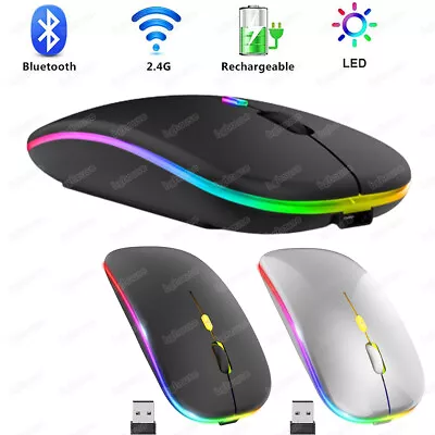 2.4GHz Bluetooth Wireless Optical Mouse USB Rechargeable RGB Mice For PC Laptop • $8.70