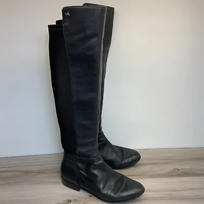 MICHAEL Michael Kors Bromley Black Leather Over-the-Knee Boots Size 9 EU 39 • $47.17
