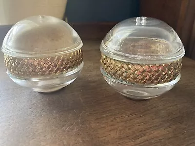 L’OBJET Round Salt  & Pepper Shakers Gold Braid Design Used Fair To GUC • $25.20