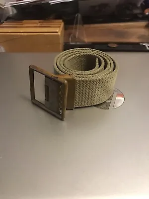 Vintage U.S. Marine Corps Khaki 30’ Web Belt And Brass Buckle.  60’s Era. • $10