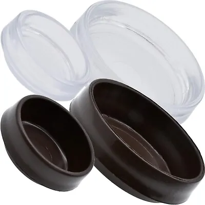 £1.98 • Buy SMALL - LARGE CASTOR CUPS Brown Clear Floor Protectors Chair Sofa Furniture Leg