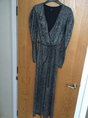 £10 • Buy Silver Glitter River Island Jumpsuit Size 10