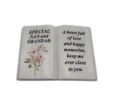 Open Book Grave Ornament Memorial Tribute Graveside Plaque NAN And GRANDAD • £15.50