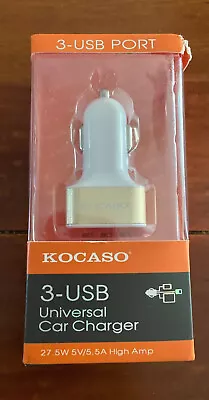 Kocaso 3-USB Universal Car Charger Via Lighter Plug /NEW • $8.59