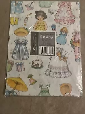 Vintage Gibson Paper Doll Gift Wrap Unopened Package With 2 Full Sheets 20 X30  • $5.25