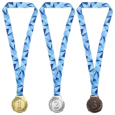3Pcs 2.56  Gold Silver Bronze Winner Award Medal Olympic Style Medal With Ribbon • £16.17