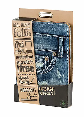 Blue Denim Jeans Folio & Stand For Ipad Mini With Real Pockets Trust 19193 • £14.97